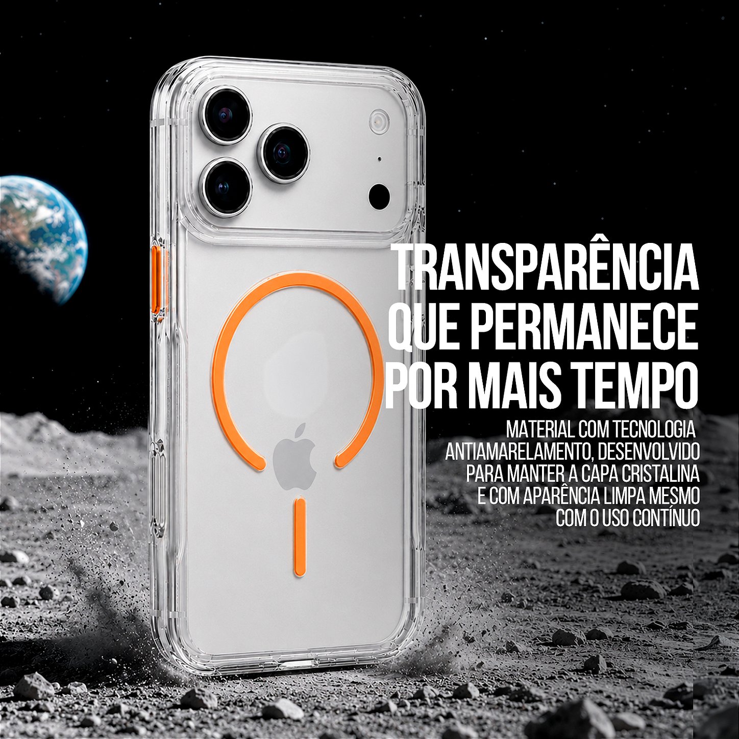 Capa Crystal Venesis Magsafe para iPhone 17 Pro Max / 18 Pro Max - Laranja - SPACE - foto 2