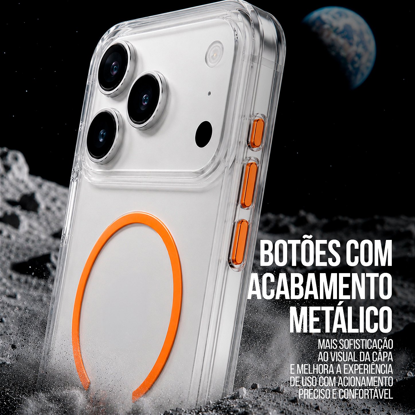 Capa Crystal Venesis Magsafe para iPhone 17 Pro Max / 18 Pro Max - Laranja - SPACE - foto 6