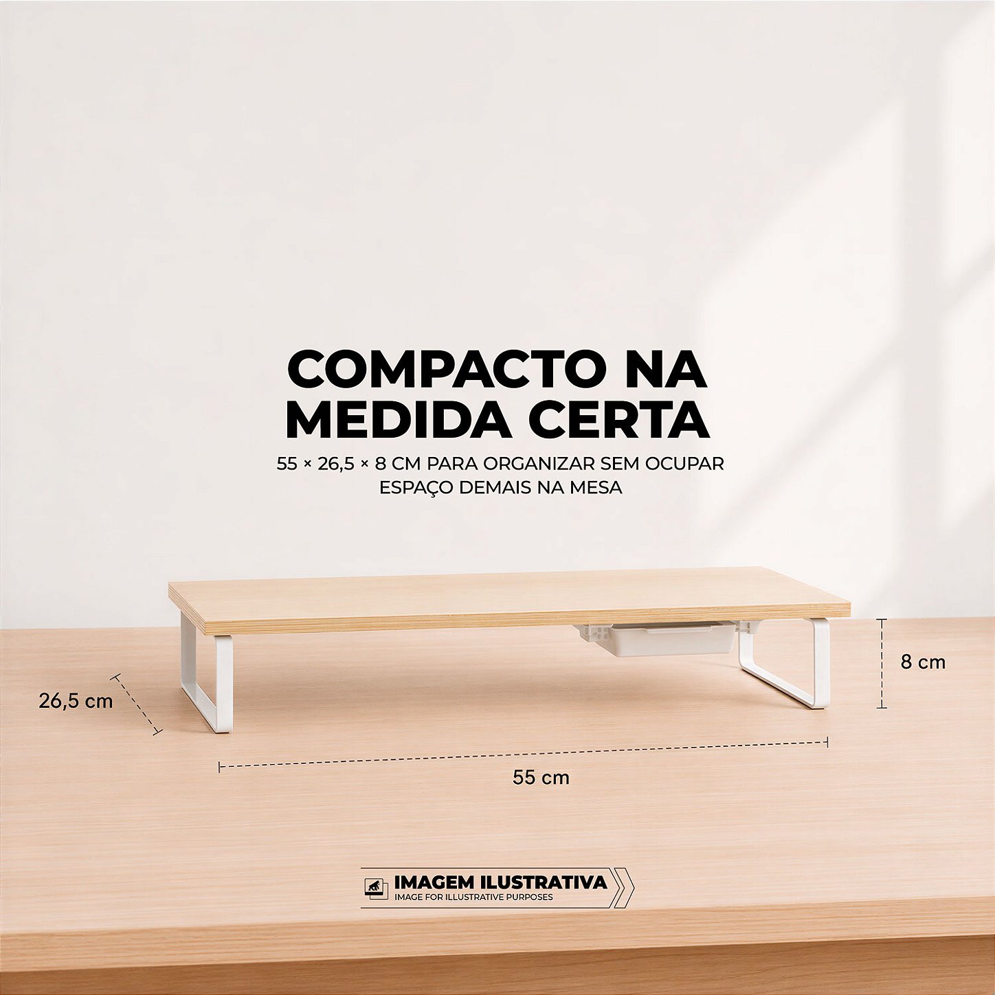 Suporte de Mesa Resistente Stand Desk Armor com Gaveta Integrada para Monitor até 32" Suporta 25kg - Madeira - Gshield - foto 6