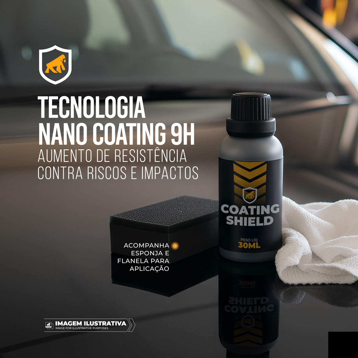 Nano Vitrificador Coating Shield 9H 30ml para Carro – Proteção Hidrofóbica e Antirriscos – Gshield - foto 2
