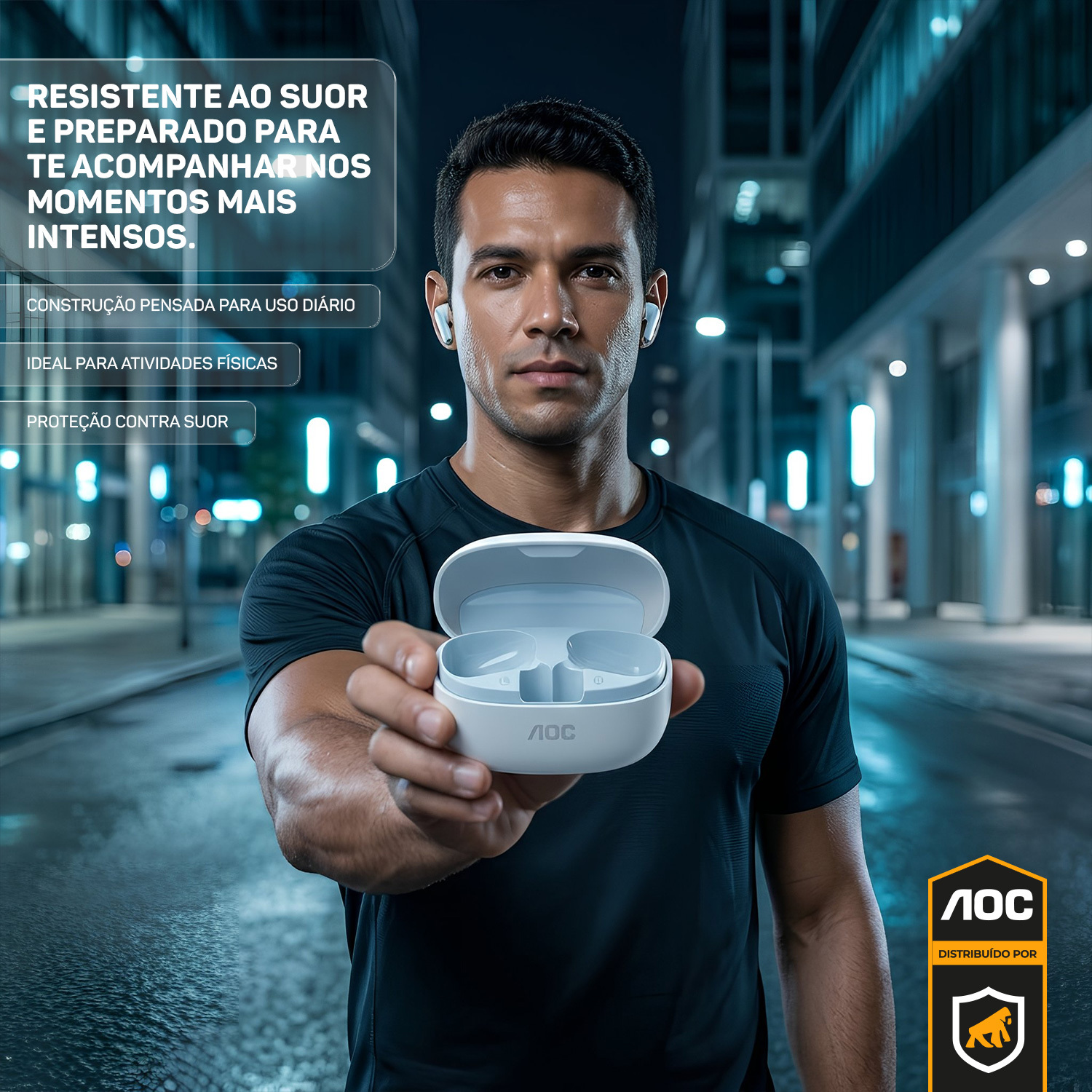 Fone de Ouvido Bluetooth 5.4 Sem Fio TWS com Estojo de Recarga, Baixa Latência e Áudio HD - Branco - AOC - foto 5