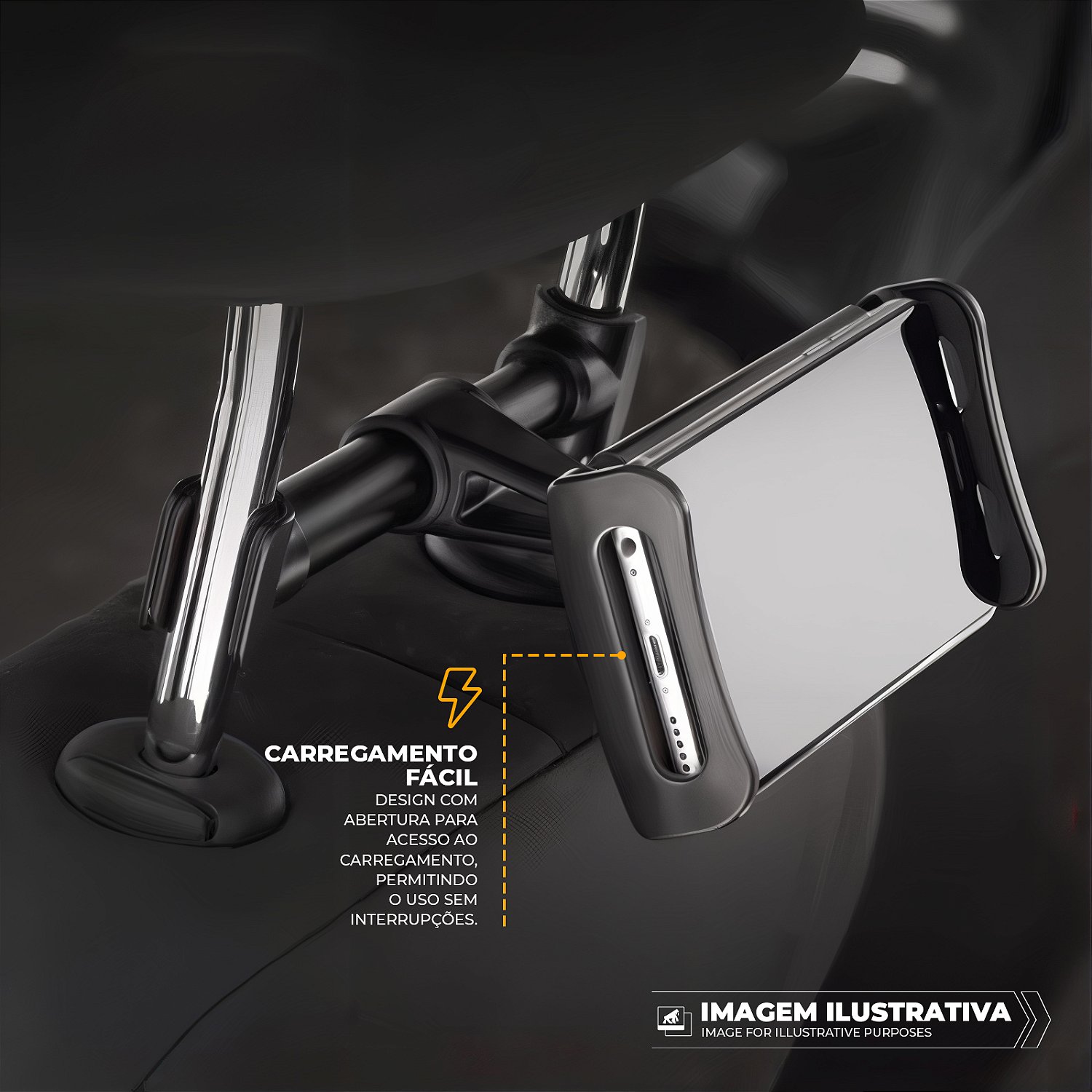 Suporte Veicular Tank Car para encosto do carro compatível com celular e Tablet's de até 11 polegadas - Gshield - foto 5