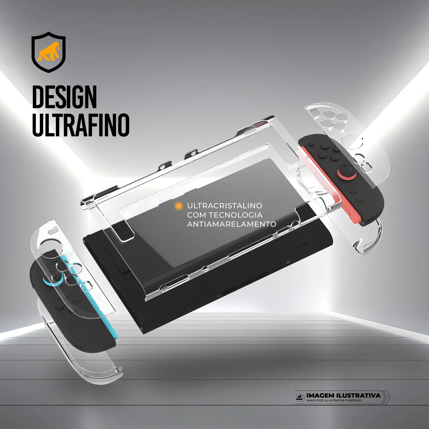 Kit Capa Crystal Slim para Nintendo Switch 2 + Película Hydrogel Fosca - Gshield