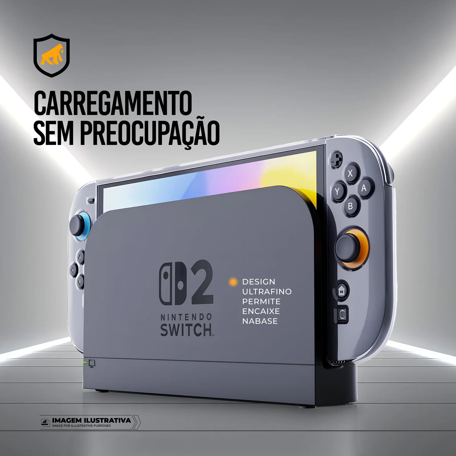 Kit Capa Crystal Slim para Nintendo Switch 2 + Película Hydrogel Fosca - Gshield