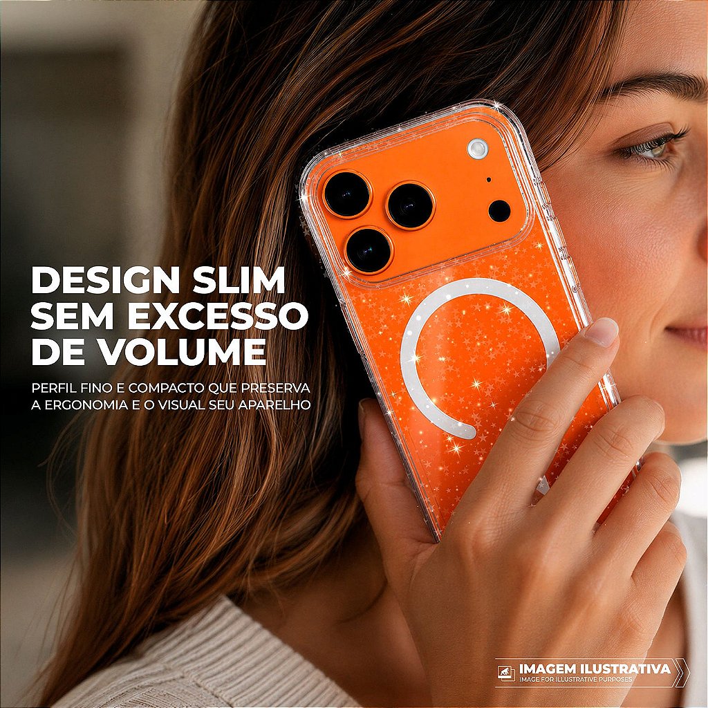 Capa para iPhone 16E / 17E - Crystal Slim Magsafe - NÃO AMARELA - Transparente Glitter - Gshield