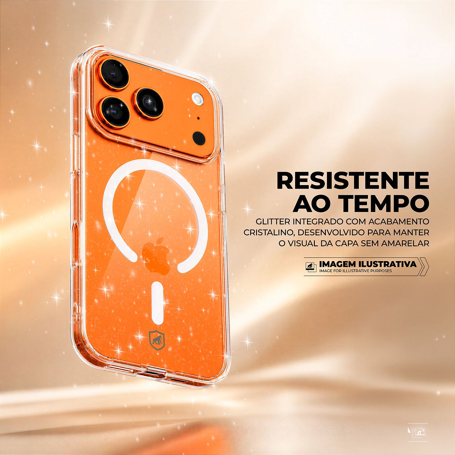 Capa para iPhone 17 Pro Max - Crystal Slim Magsafe - NÃO AMARELA - Transparente Glitter - Gshield - foto 3