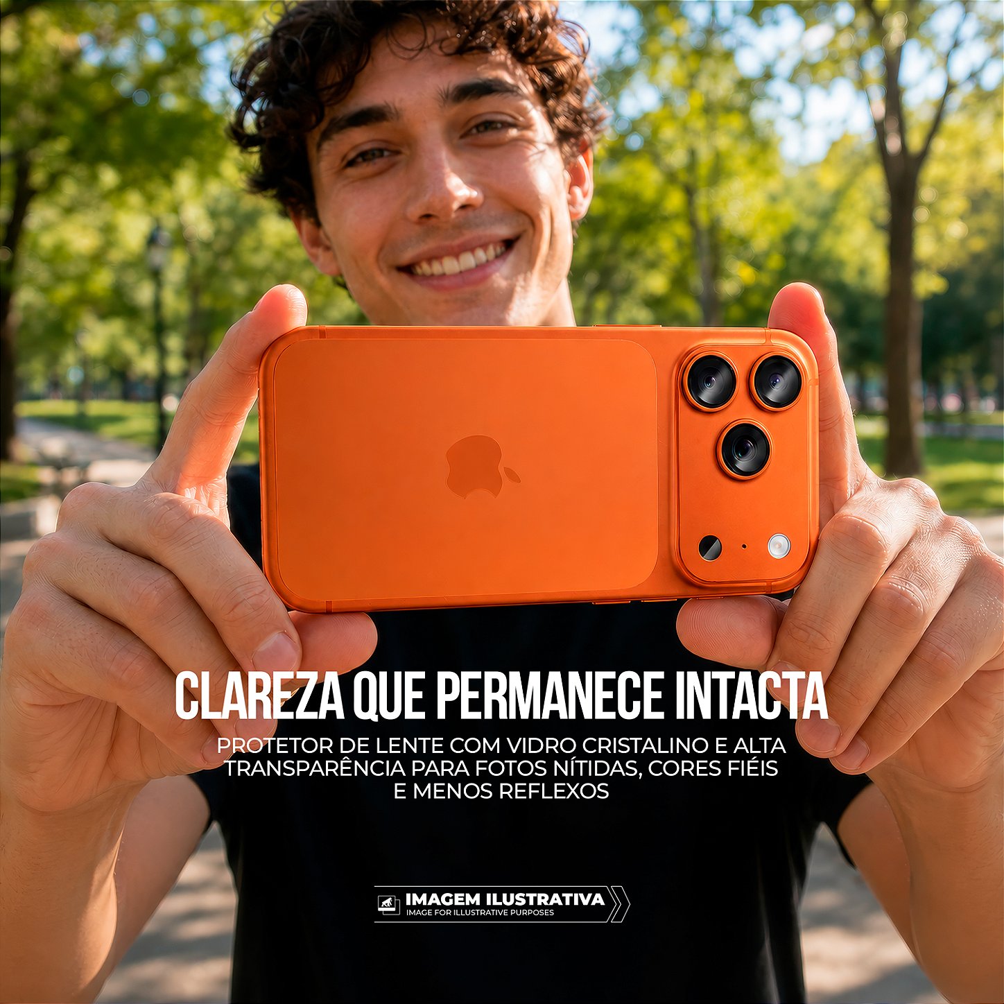 Protetor de Lente para iPhone 17 Pro - Survivor - Laranja com molde aplicador - Gshield