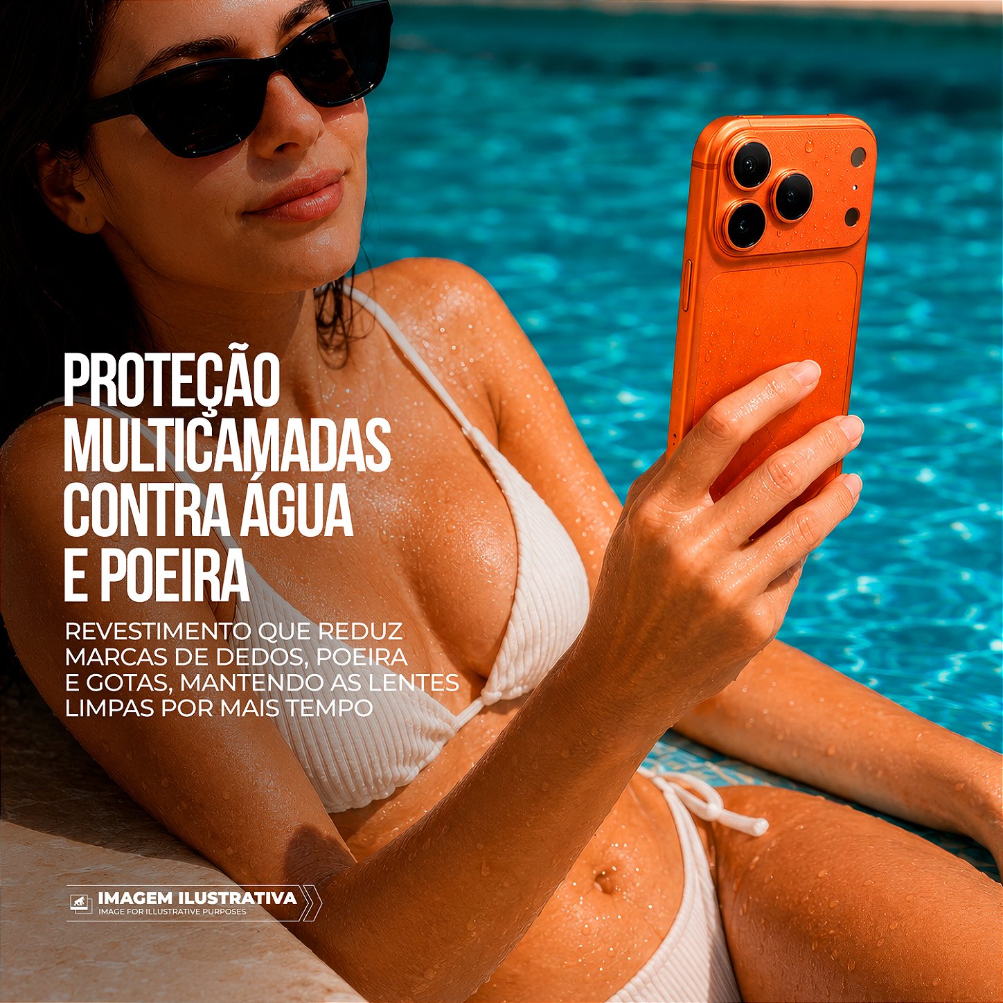 Protetor de Lente para iPhone 17 Pro Max - Survivor - Laranja com molde aplicador - Gshield