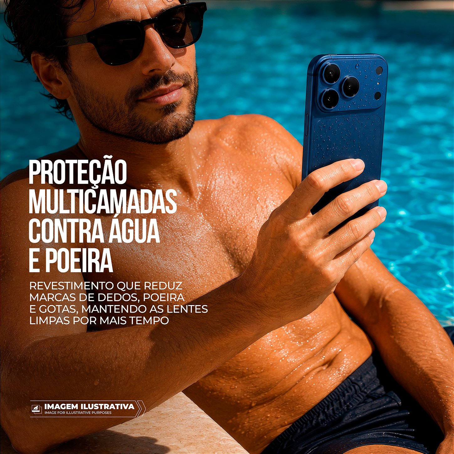 Protetor de Lente para iPhone 17 Pro Max - Survivor - Azul com molde aplicador - Gshield