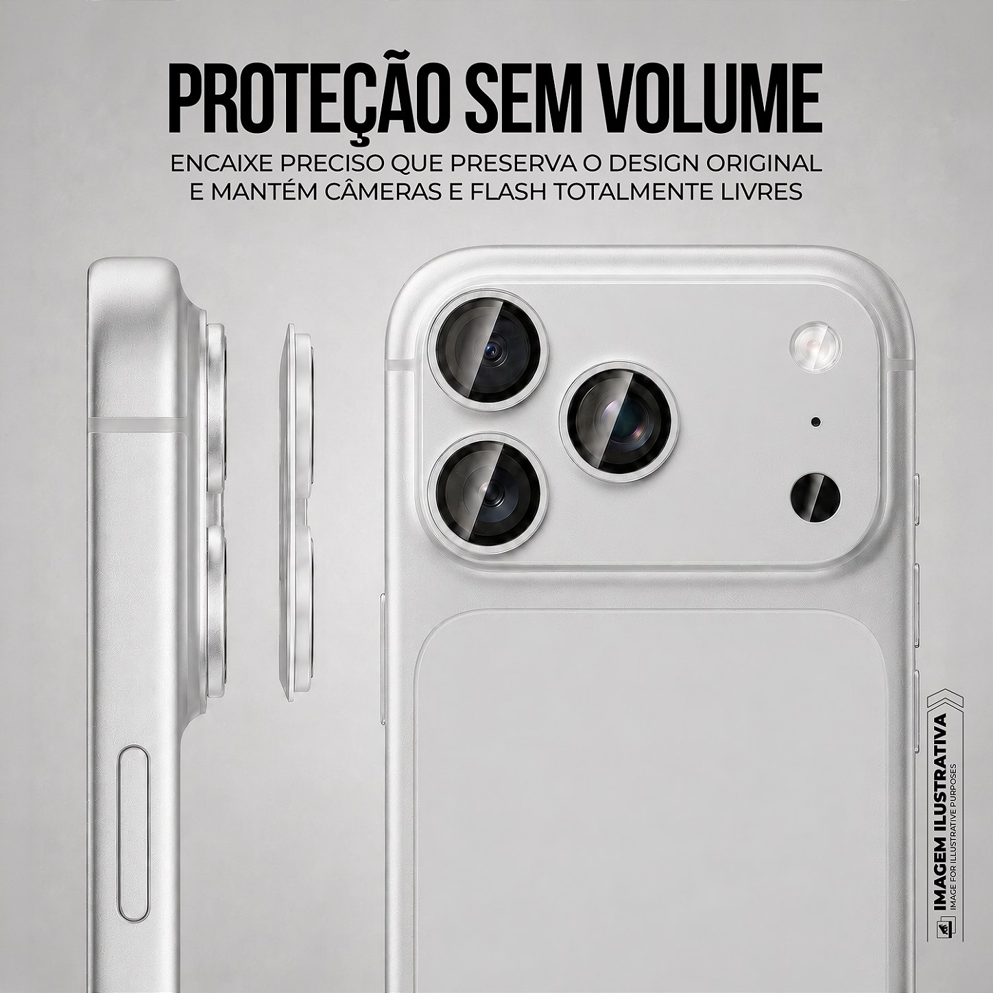 Protetor de Lente para iPhone 17 Pro - Survivor - Prata com molde aplicador - Gshield