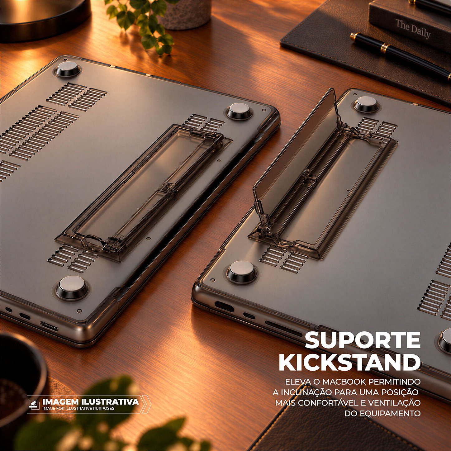 Capa Ultrafina Preta para MacBook Neo 13" com Proteção em Policarbonato Rígido, Suporte Kickstand e Ventilação Inferior - Armor Stand - Gshield