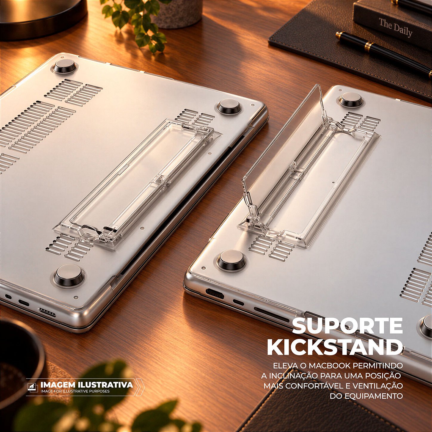 Capa Ultrafina Transparente para MacBook Neo 13" com Proteção em Policarbonato Rígido, Suporte Kickstand e Ventilação Inferior - Armor Stand - Gshield