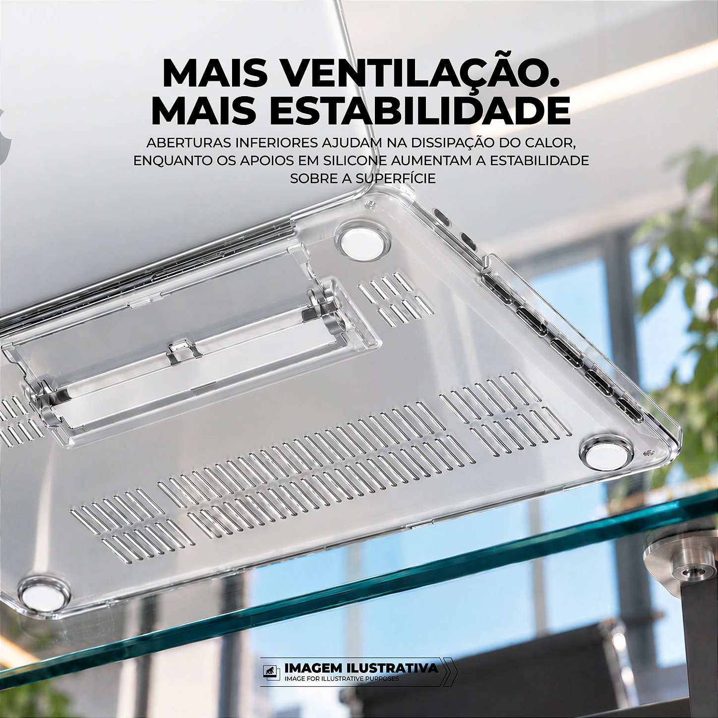 Capa Ultrafina Transparente para MacBook Neo 13" com Proteção em Policarbonato Rígido, Suporte Kickstand e Ventilação Inferior - Armor Stand - Gshield