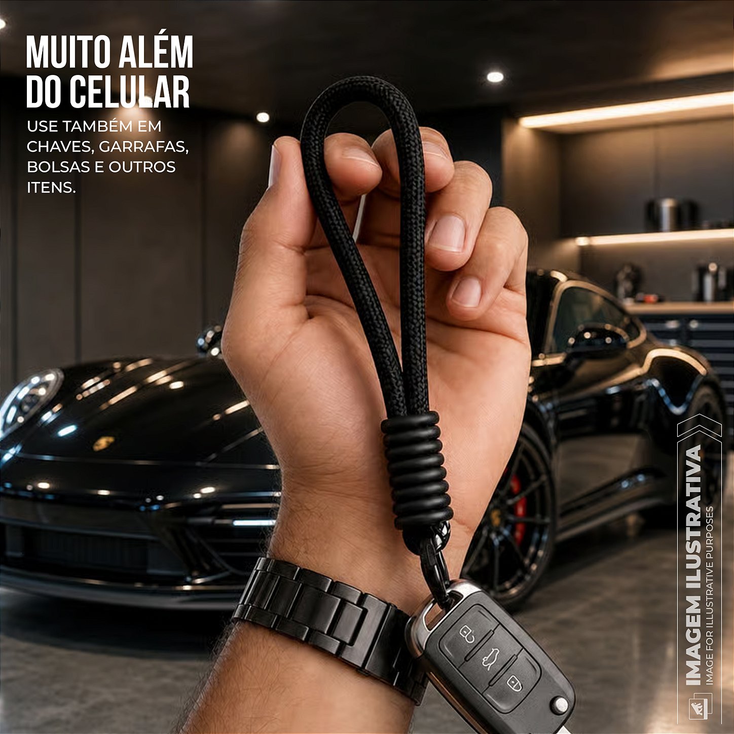 Cordão Stronger Alça de Pulso Universal 18cm em Nylon para Celular com Regulador Ajustável - Preto - Gshield - foto 4