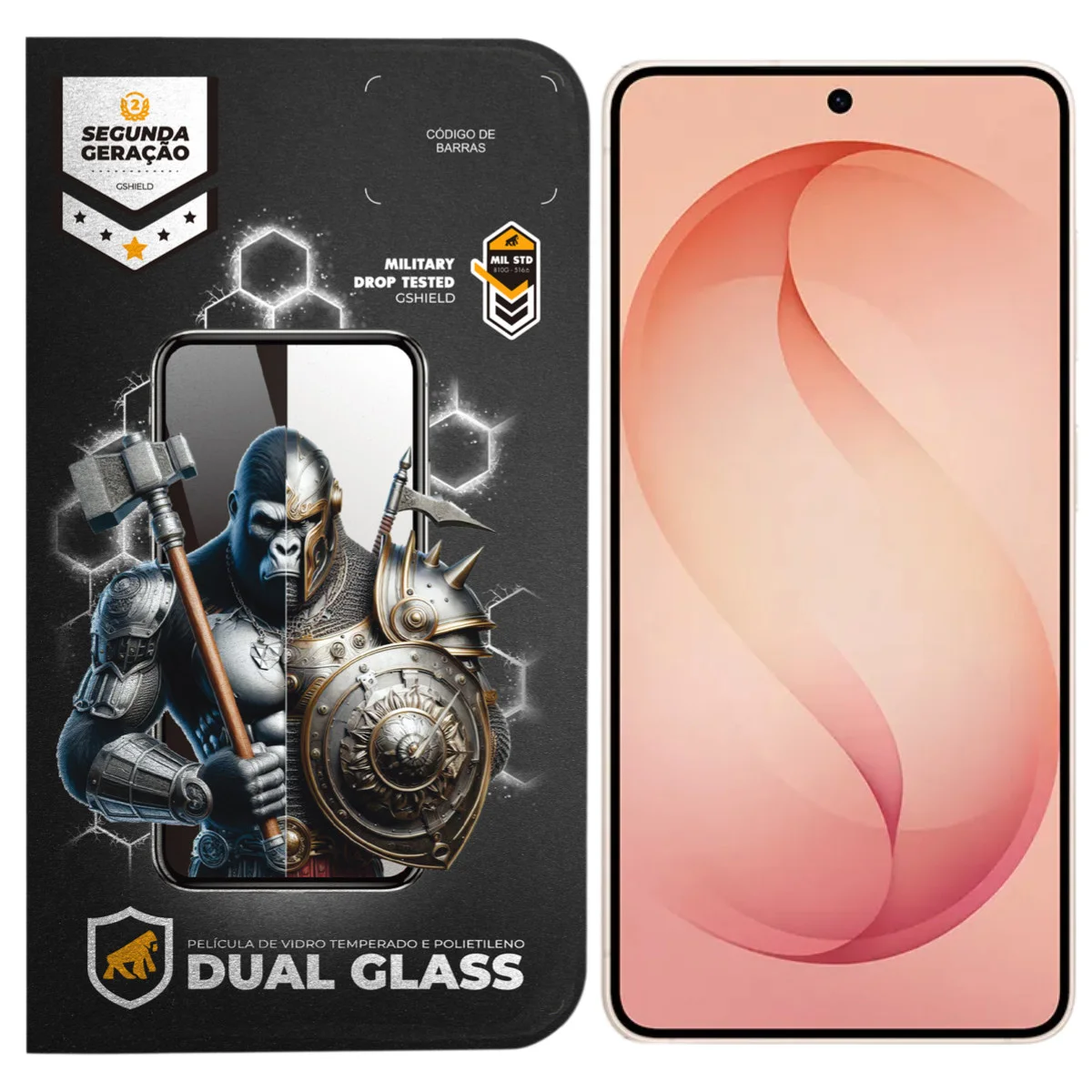 Kit Capa Raptor e Pelicula Dual Glass Preta para Samsung Galaxy S26 Plus - Gshield