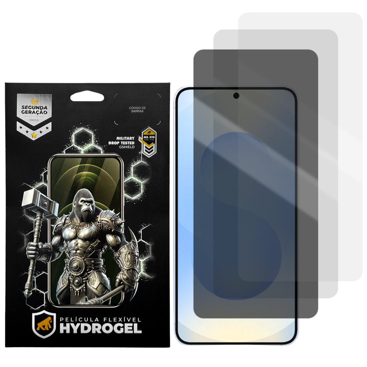 Kit 3 Películas Hydrogel para Samsung Galaxy S25 - HD / Fosca / Privacidade - Gshield