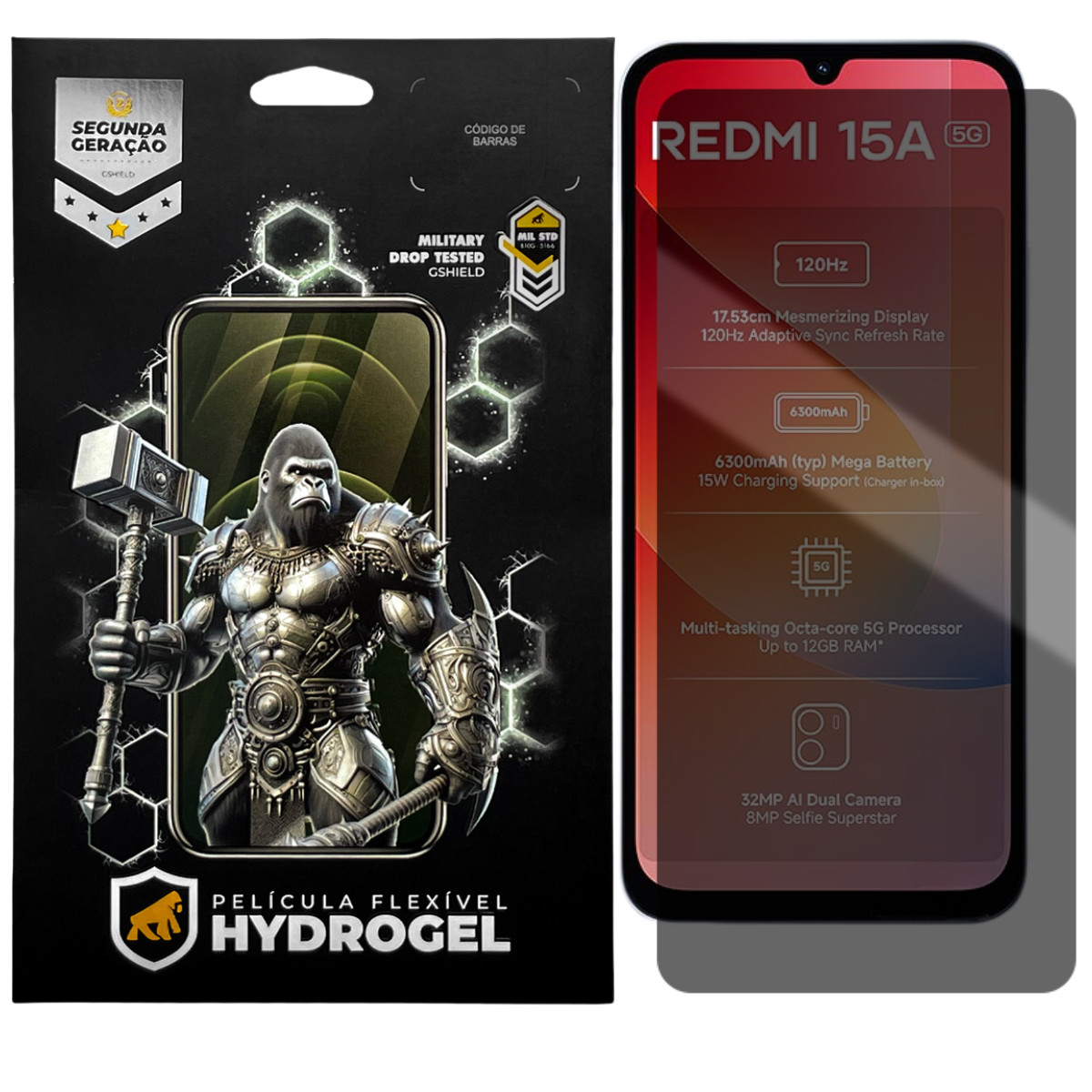 Película para Xiaomi Redmi 15A 5G - Privacidade Hydrogel - Gshield