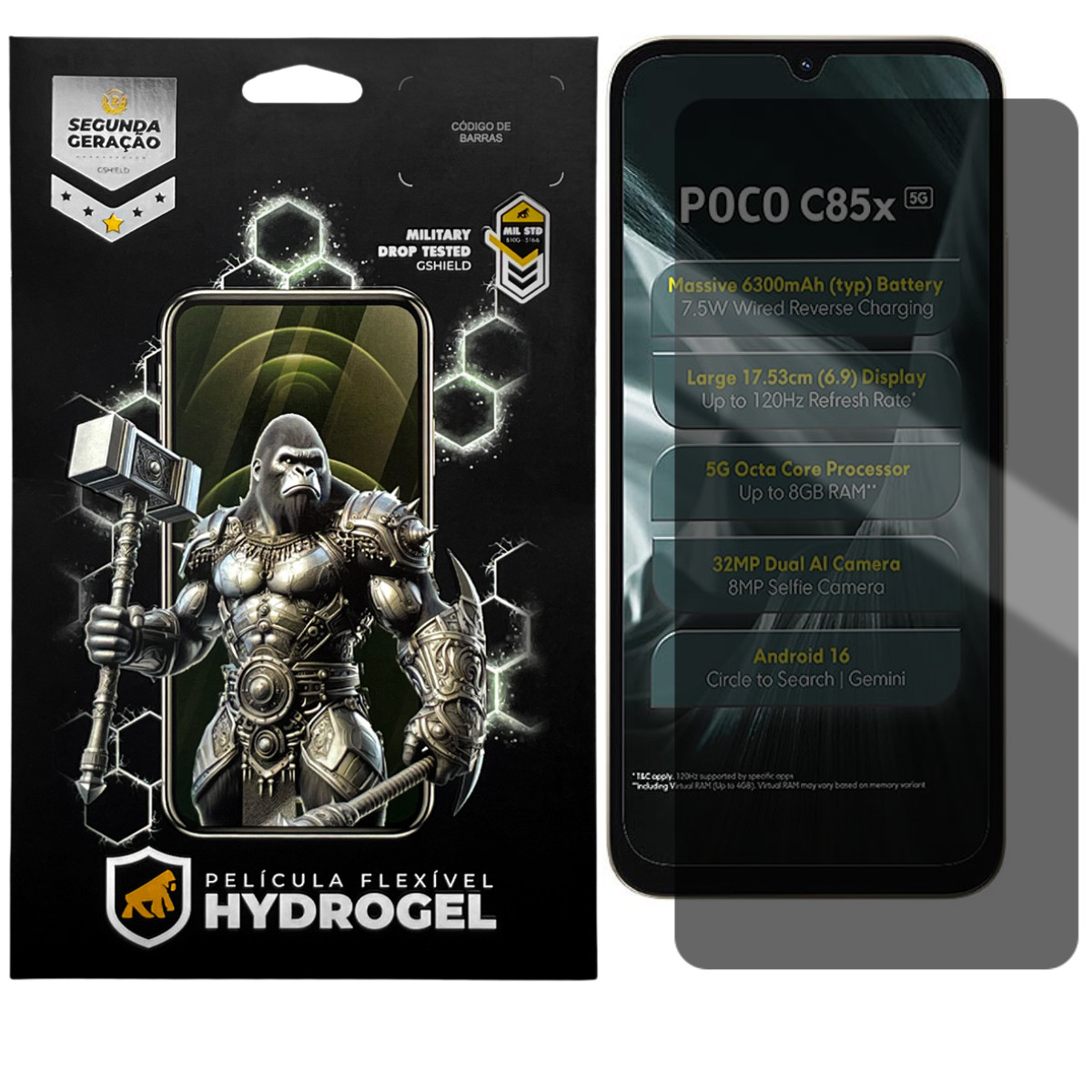 Película para Poco C85x - Privacidade Hydrogel - Gshield