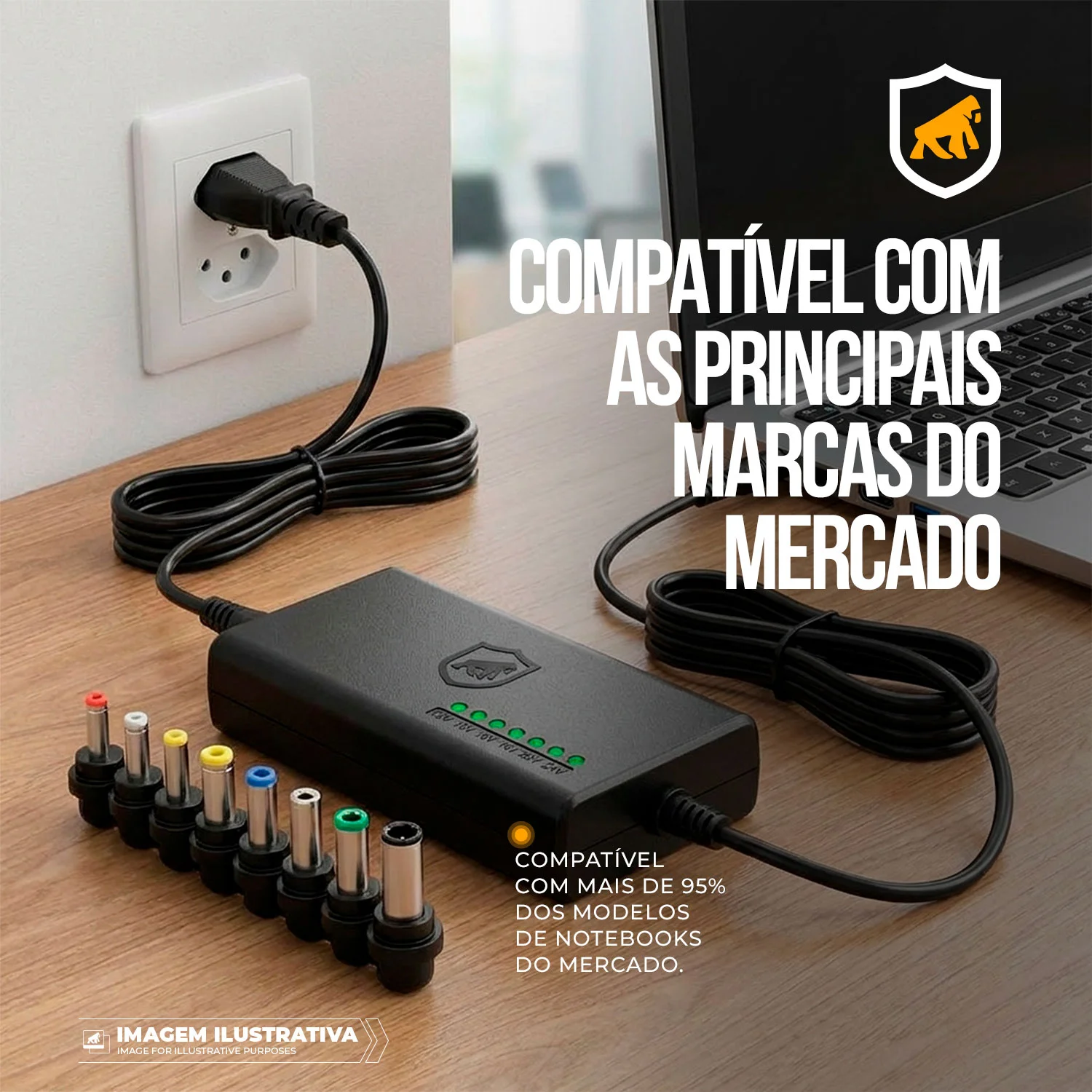 Carregador Universal para Notebook Sony 90W Bivolt Automático com 8 Conectores, Voltagem Inteligente 12V a 24V - Hybrid - Gshield - foto 4