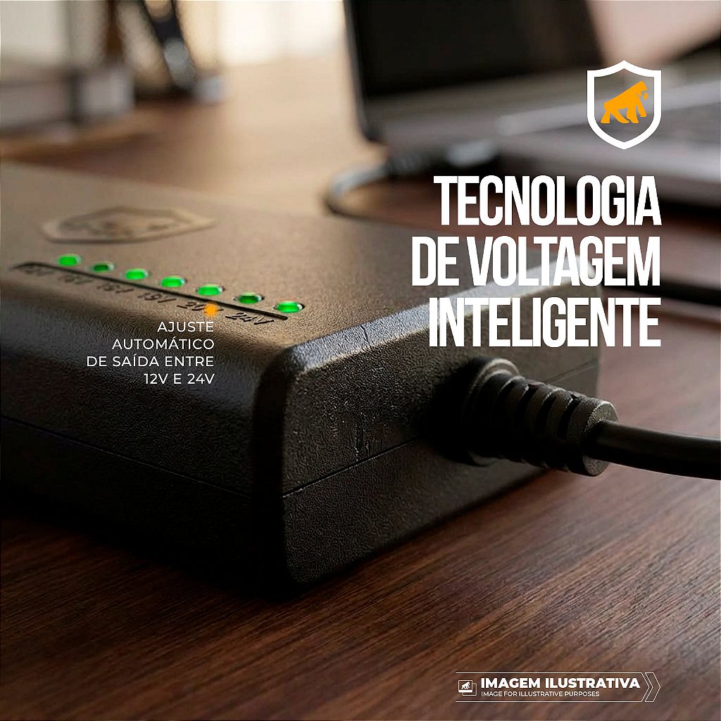 Carregador Universal para Notebook Acer 90W Bivolt Automático com 8 Conectores, Voltagem Inteligente 12V a 24V - Hybrid - Gshield
