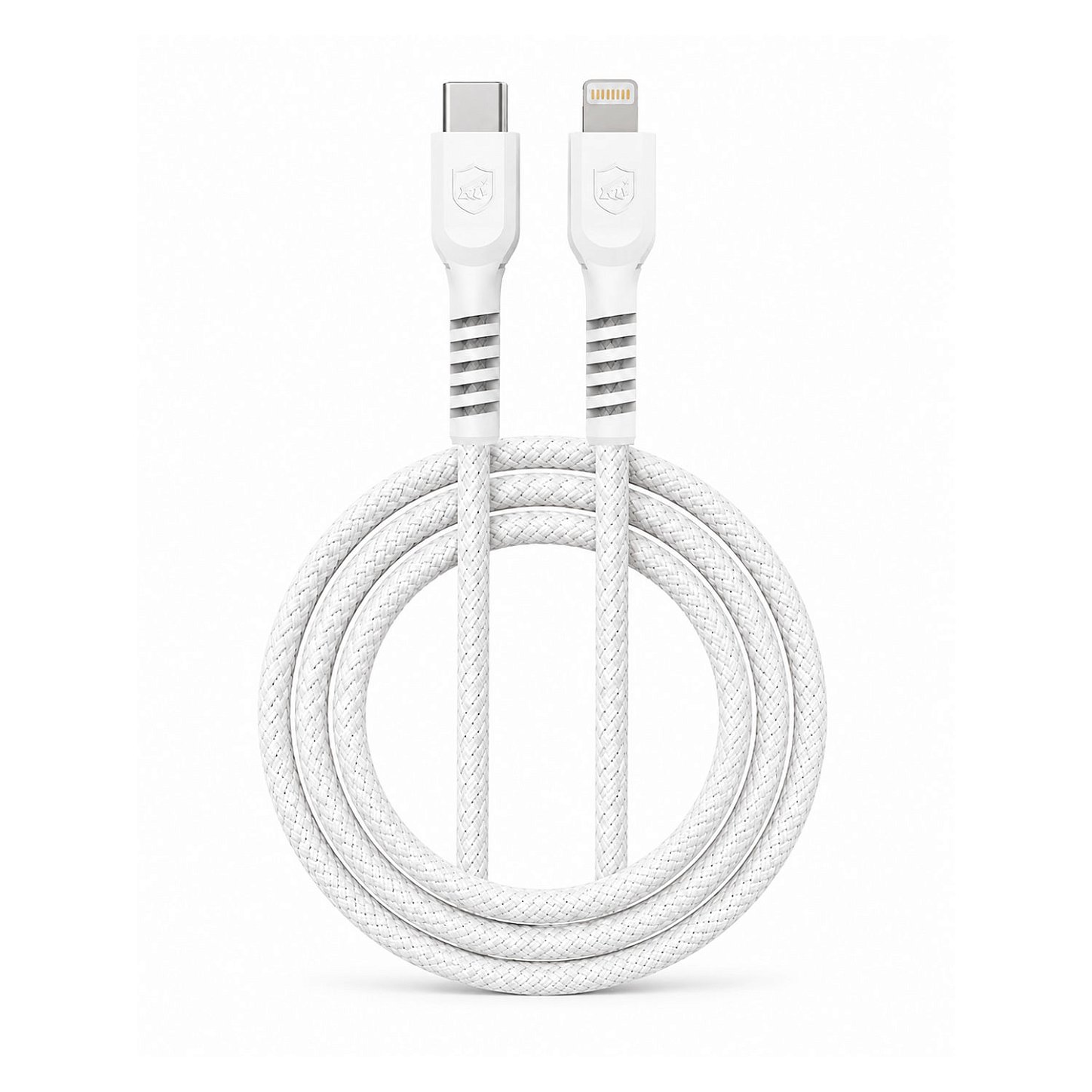 Cabo Dual Armor Tipo C/ Lightning 1M com Carregamento Rápido 27W Revestido em Nylon Balístico - Branco - Gshield