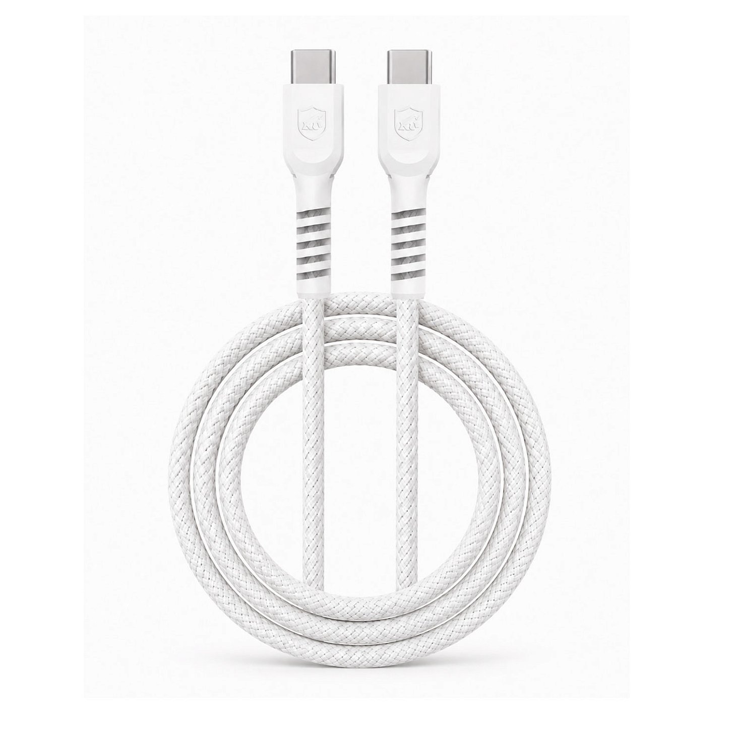 Cabo Dual Armor Tipo C/ Tipo C 1M com Carregamento Rápido 65W Revestido em Nylon Balístico - Branco - Gshield