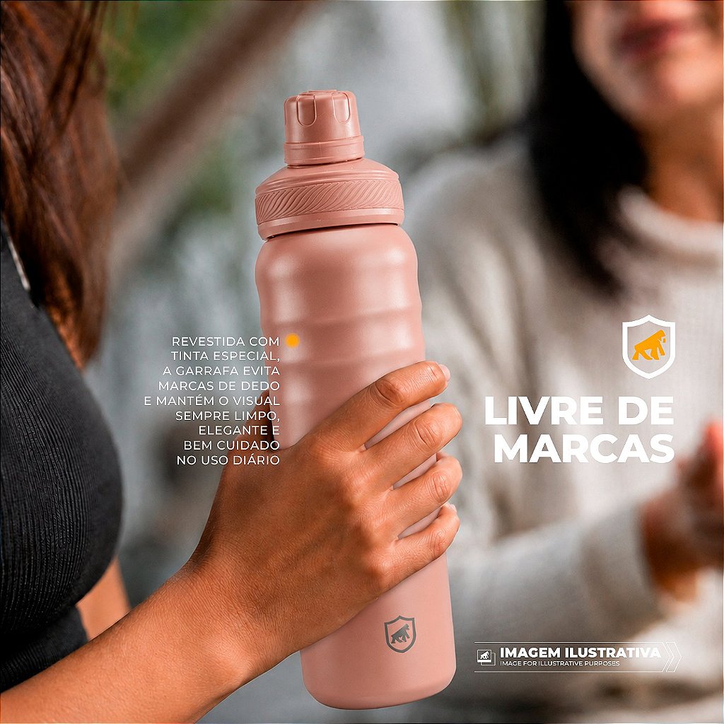 Garrafa Térmica Aço inoxidável de Parede Dupla 700ml, Quente ou Frio, Antivazamento com Alça de Silicone - Rosa/Preta - Armor - Gshield - foto 9