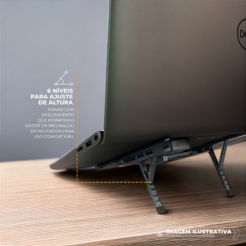 Kit Suporte Dobrável para Notebook 3 Entradas + Capa para Notebook 14"