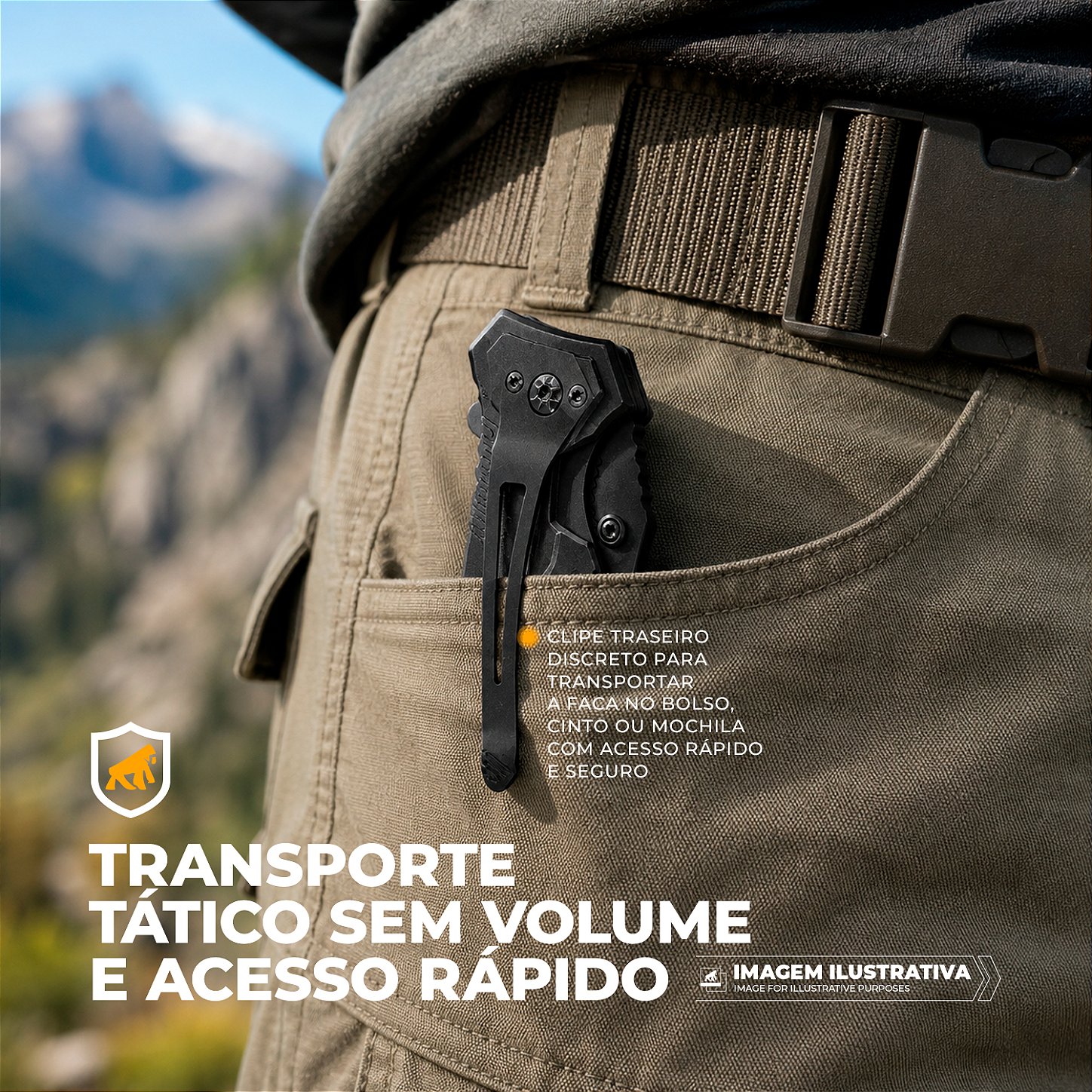 Kit Sobrevivência Faca Tática Raptor + Lanterna LED Hybrid + Acendedor Portátil Armor - Gshield