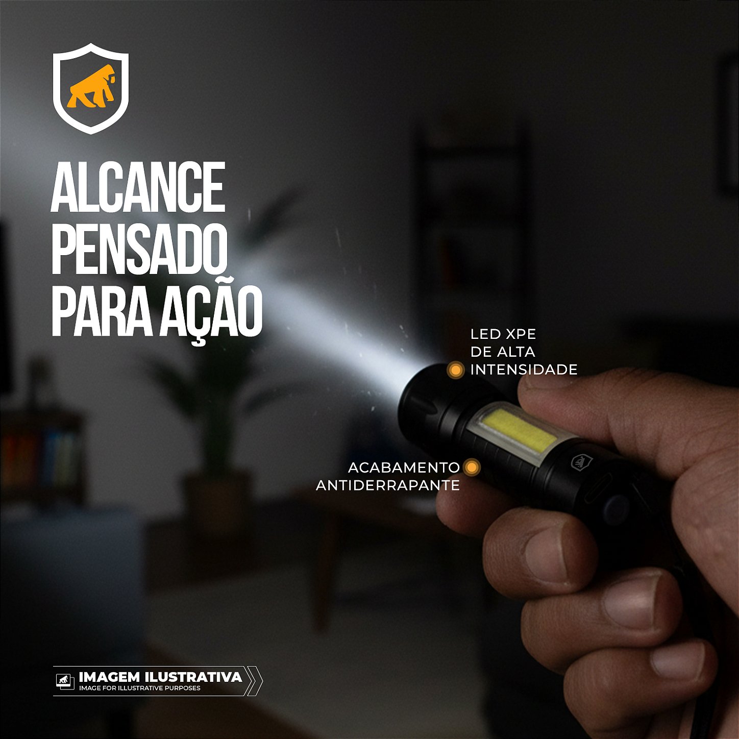 Kit Sobrevivência Faca Tática Raptor + Lanterna LED Hybrid + Acendedor Portátil Armor - Gshield