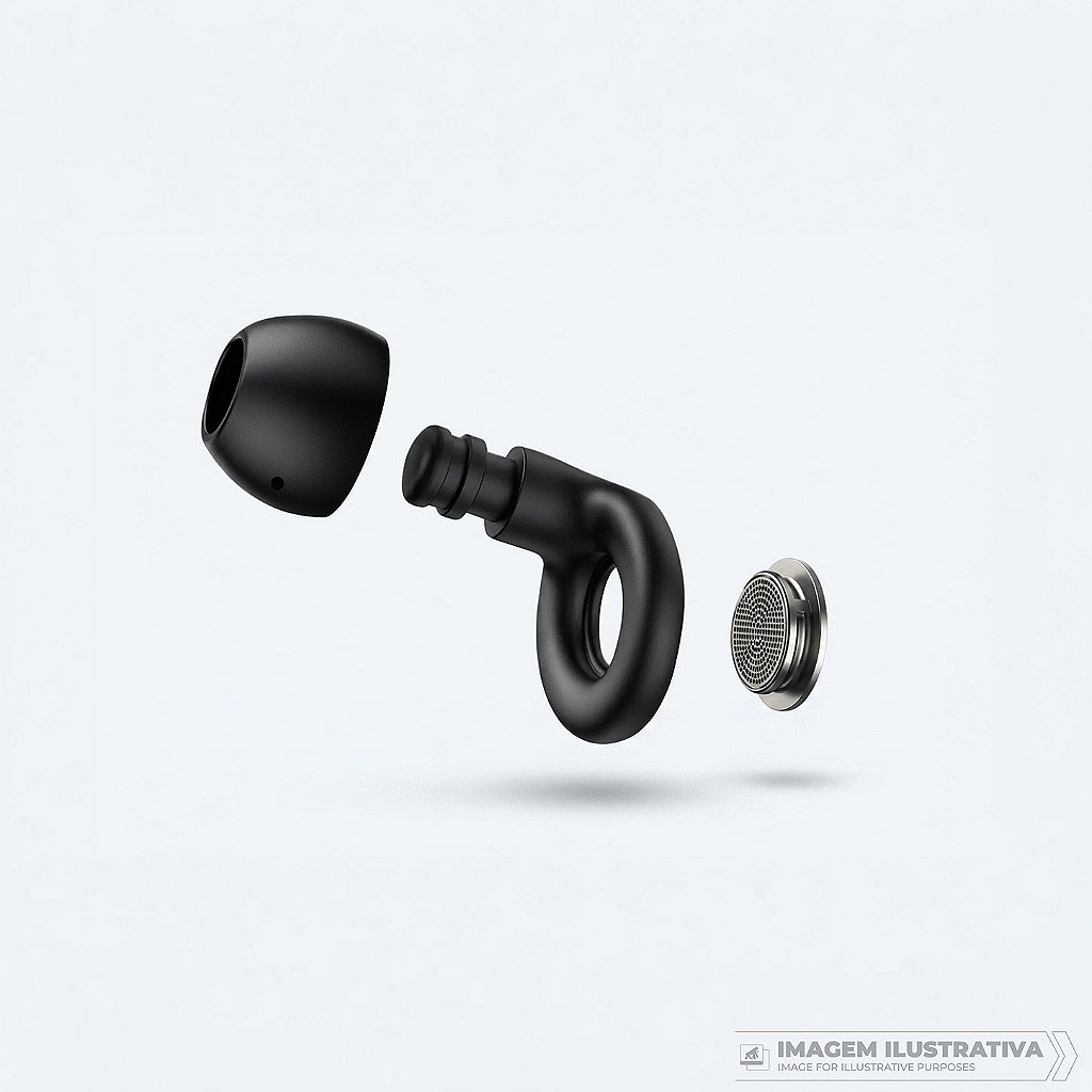 Kit Cordão Anti-Perda + Tampões de Ouvido Earplugs Shield Calm com Tubo Filtro Acústico - Preto - Gshield