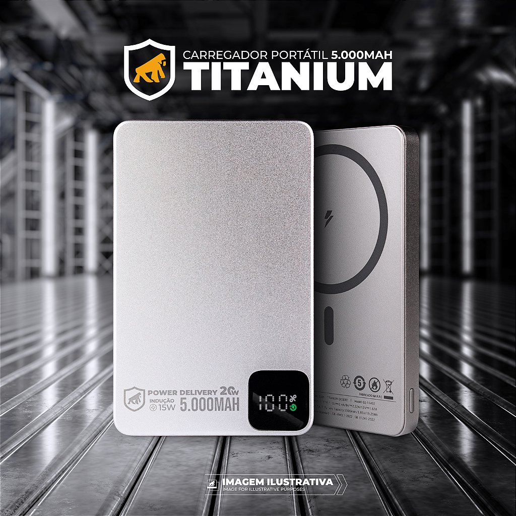 Carregador Portátil MagSafe - 5.000mAh/10.000mAh - Wireless 15W, USB-C PD, Ultrafino e Magnético para iPhone e Android - Titanium - Gshield - foto 9