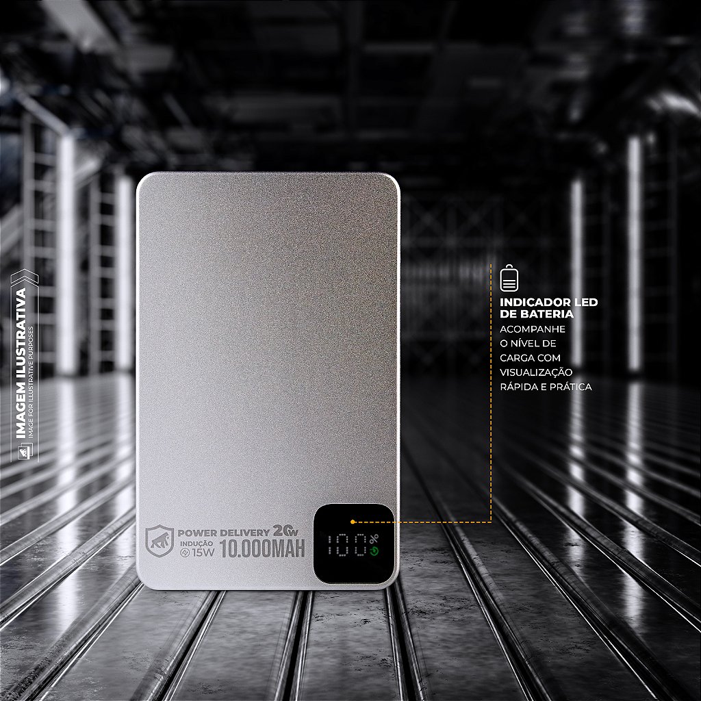 Carregador Portátil MagSafe - 5.000mAh/10.000mAh - Wireless 15W, USB-C PD, Ultrafino e Magnético para iPhone e Android - Titanium - Gshield - foto 8