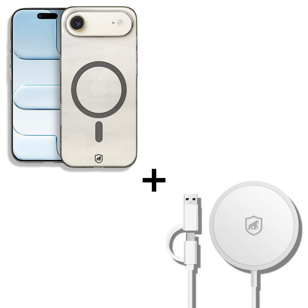 Kit Capa Crystal Slim Titanium para iPhone Air + Carregador Wireless MagSafe - Gshield