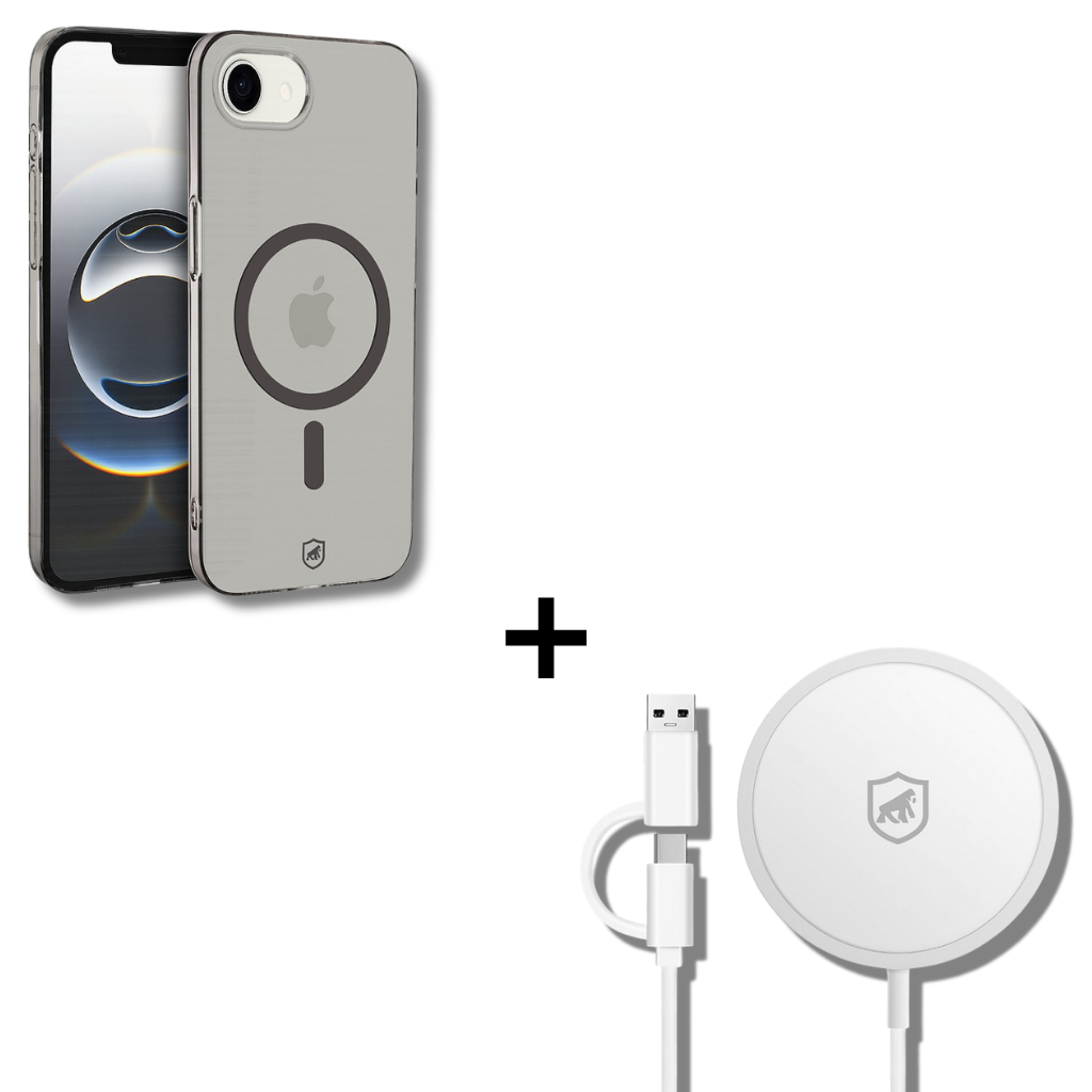 Kit Capa Crystal Slim Titanium para iPhone 16E / 17E + Carregador Wireless MagSafe - Gshield