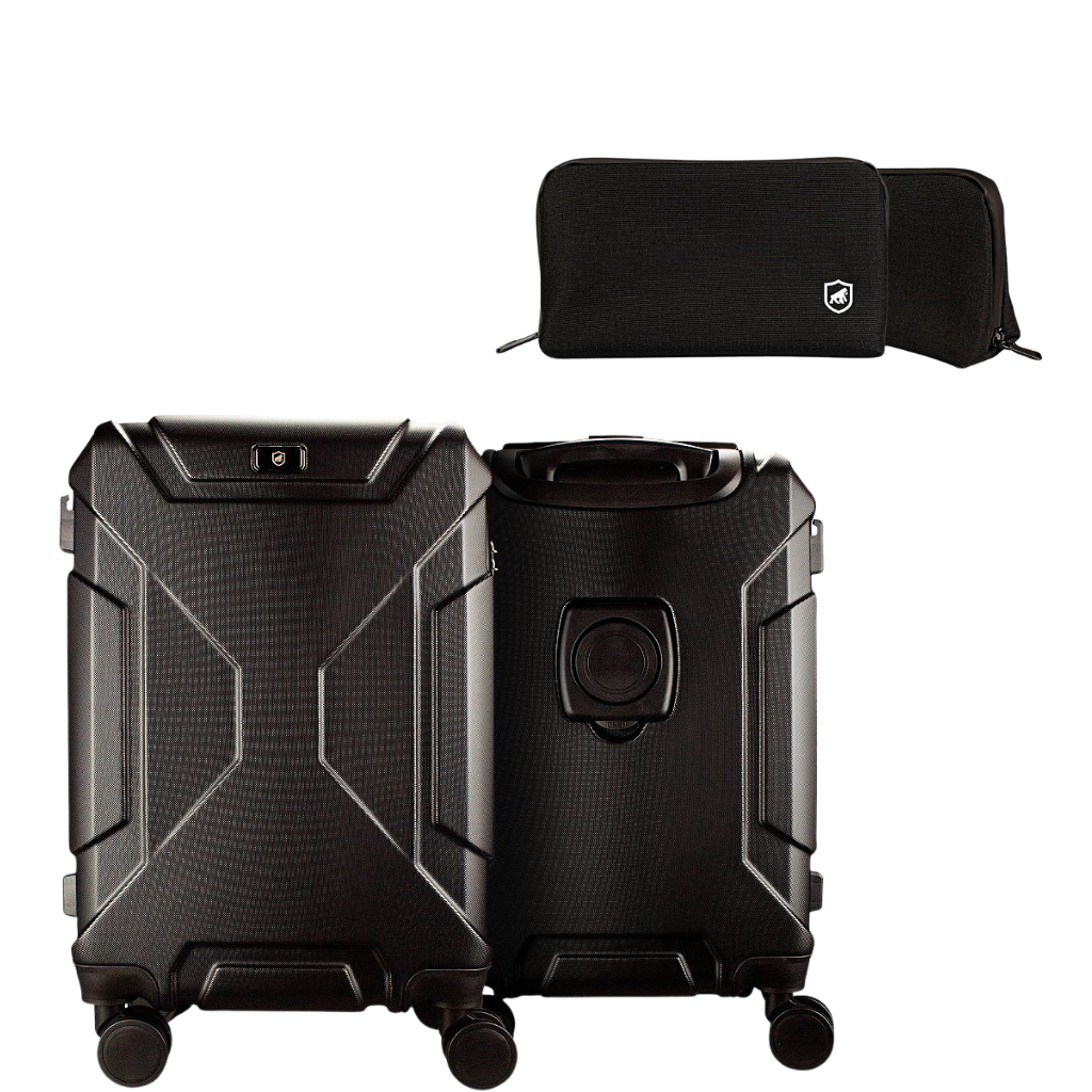Mala de Bordo 20" Antifurto com Porta-Copos Retrátil e Rodas 360° + Necessaire Organizadora Discovery - Gshield
