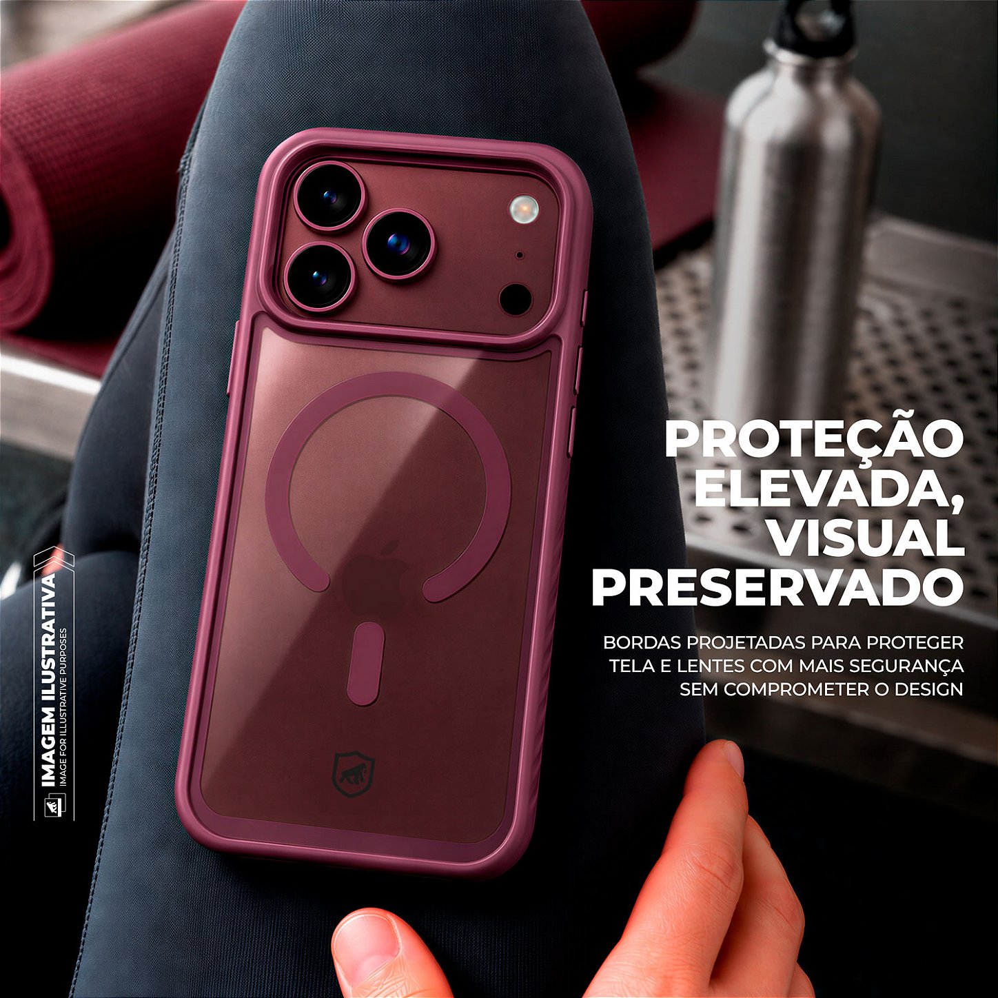 Capa para iPhone 17 Pro / 18 Pro - Magsafe Wave Bordô - Gshield - foto 4