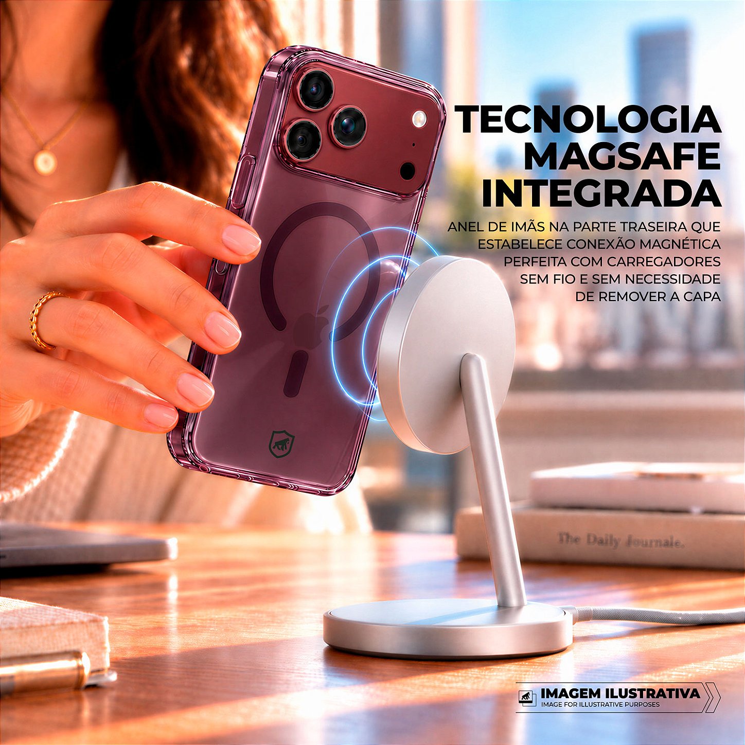 Capa para iPhone 17 Pro Max / 18 Pro Max - Crystal Slim Magsafe - NÃO AMARELA - Bordô - Gshield - foto 3