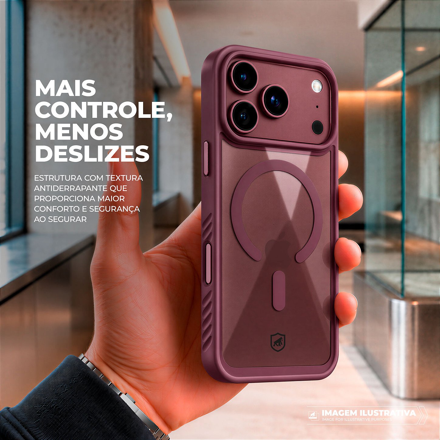 Capa para iPhone 17 Pro Max / 18 Pro Max - Magsafe Wave Bordô - Gshield - foto 2