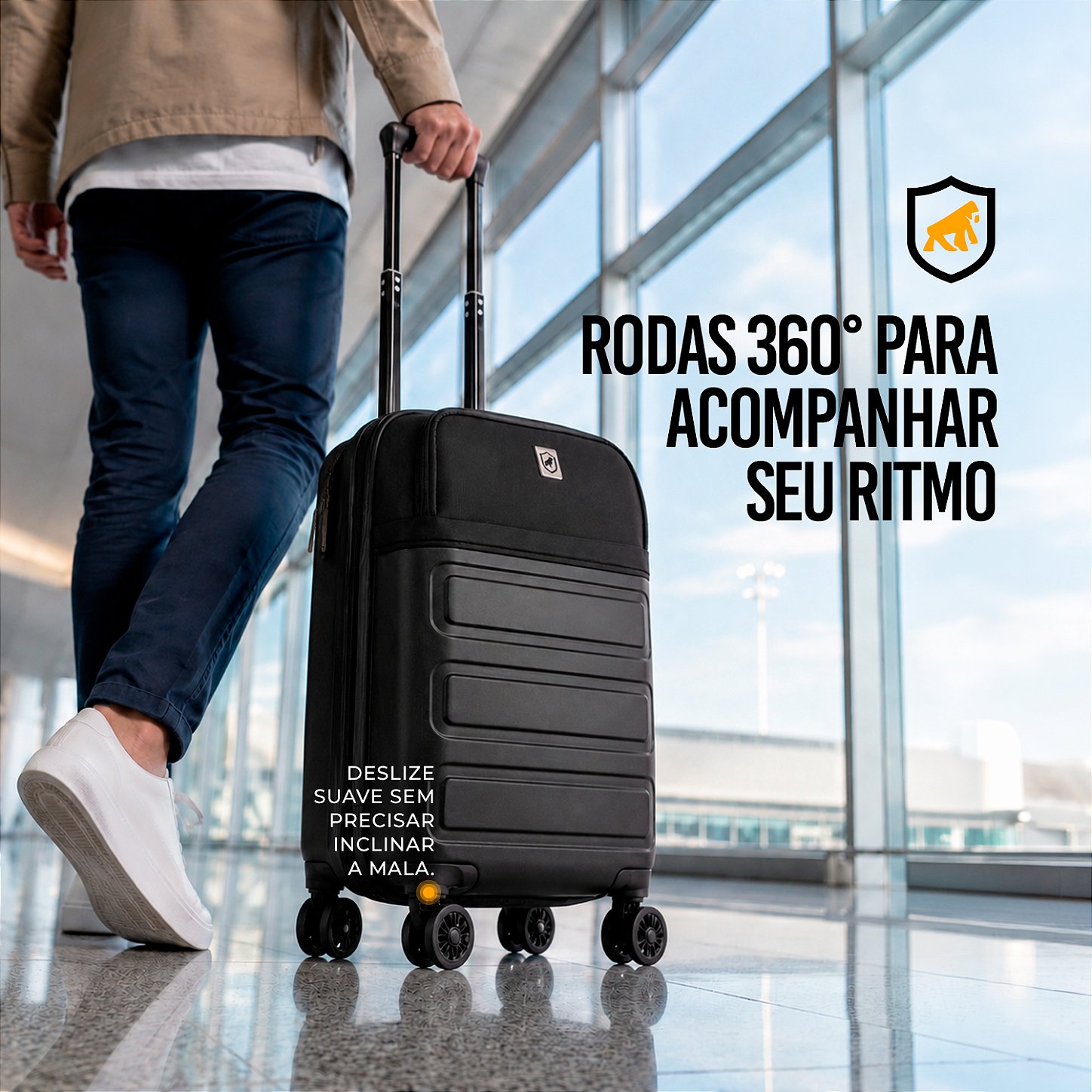 Mala de bordo para Viagem - Com Alça Lateral e Entrada USB-A - Armor - Gshield - foto 6