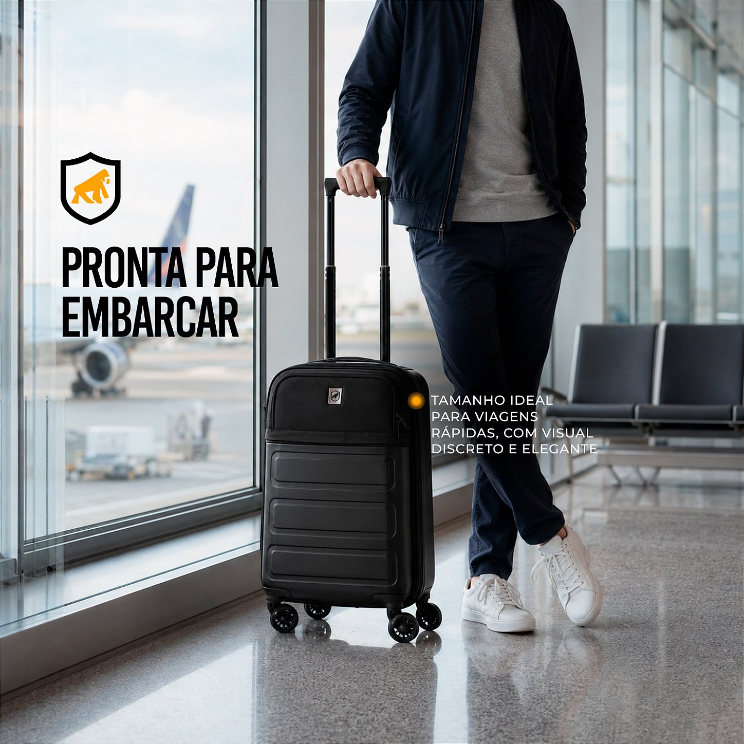 Mala de bordo para Viagem - Com Alça Lateral e Entrada USB-A - Armor - Gshield - foto 5