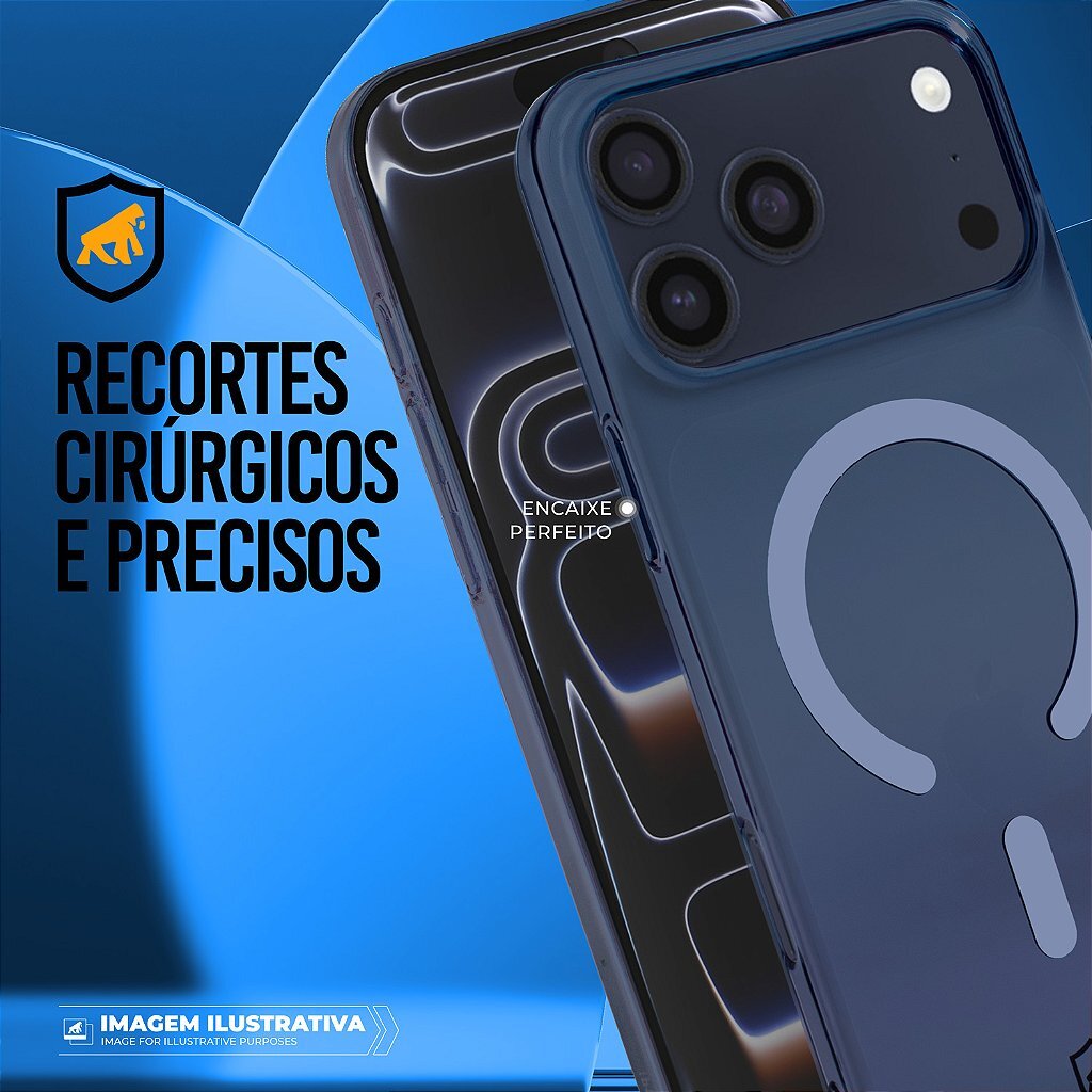 Kit Capa Crystal Slim Azul iPhone 17 Pro Max + Cordão de Pescoço com Cabo USB-A / Tipo C / Lightning - Gshield - foto 3
