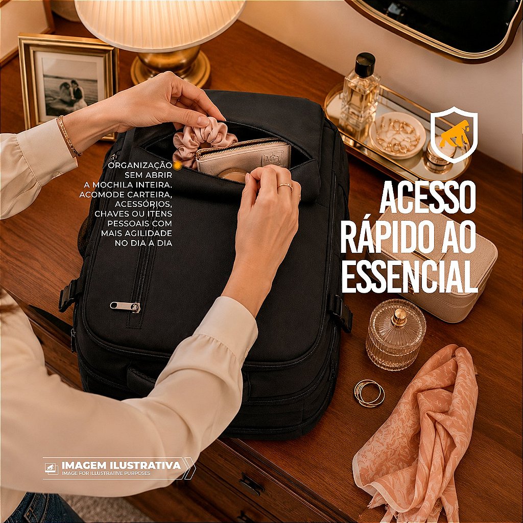 Kit Mochila Symetric Impermeável 33L Notebook 17" + Carregador Turbo PD - Gshield - foto 7