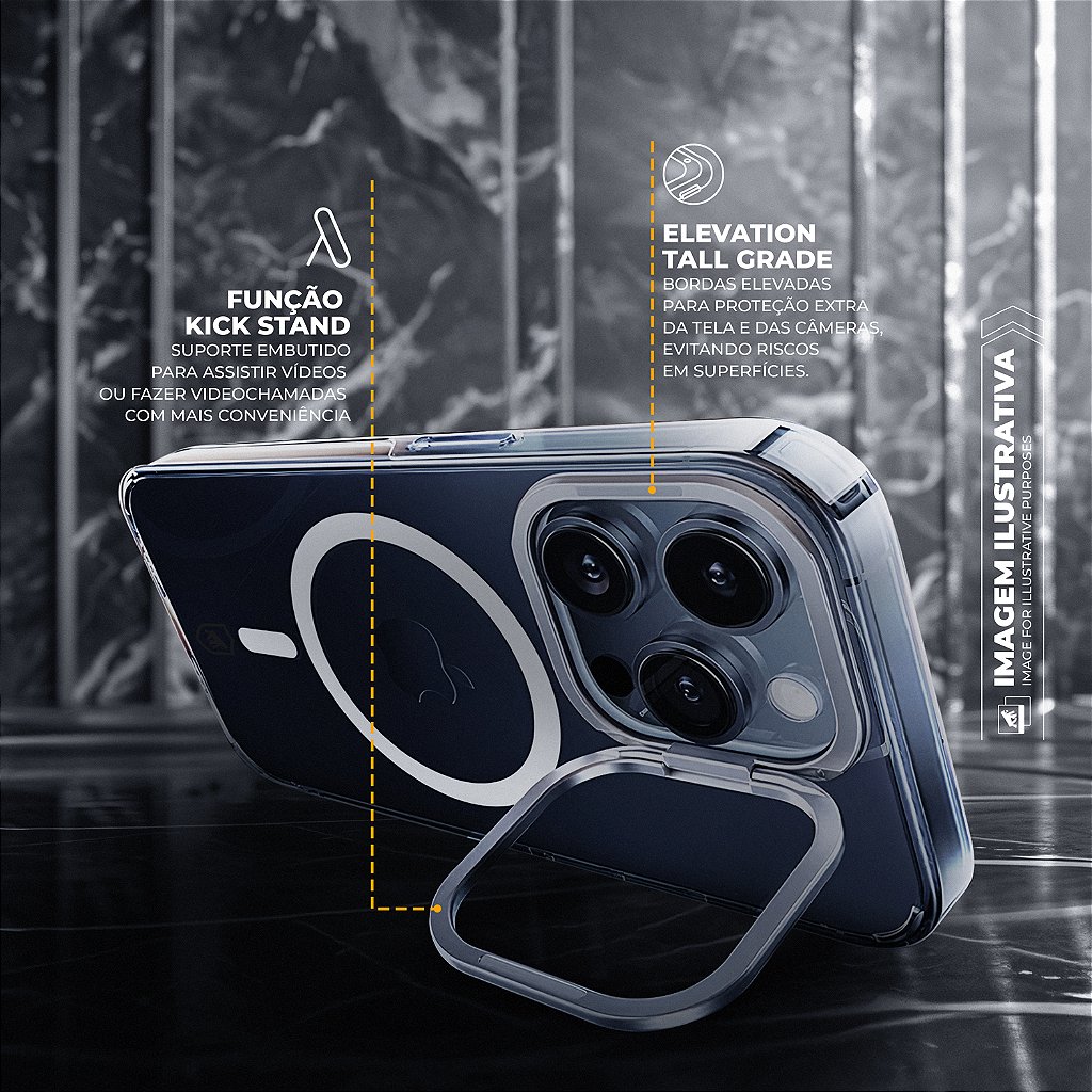 Capa para iPhone 18 Pro - MagSafe Crystal Armor Stand - NÃO AMARELA - Gshield - foto 4