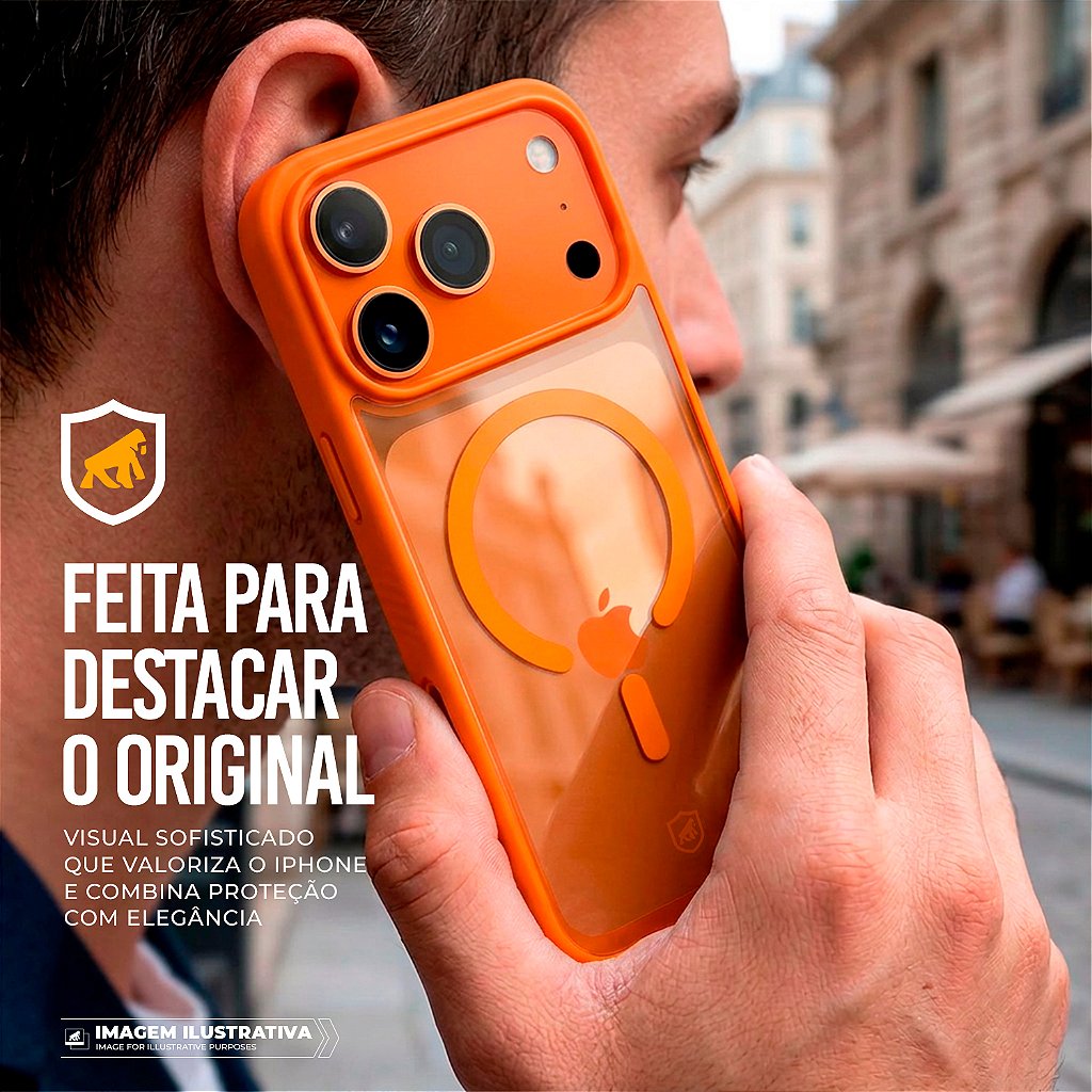 Capa para iPhone 18 Pro Max - Magsafe Wave Transparente - Laranja - Gshield - foto 5