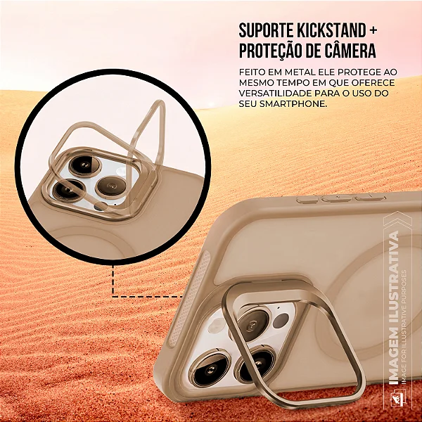 Capa para iPhone 18 Pro Max + Protetor de Lente - MagSafe Titanium Desert - Gshield