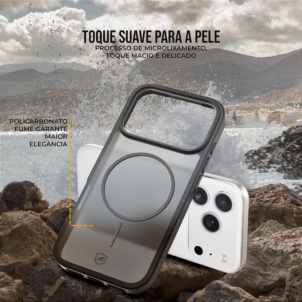 Capa para iPhone 18 Pro - Magsafe Wave Fumê - Preta - Gshield