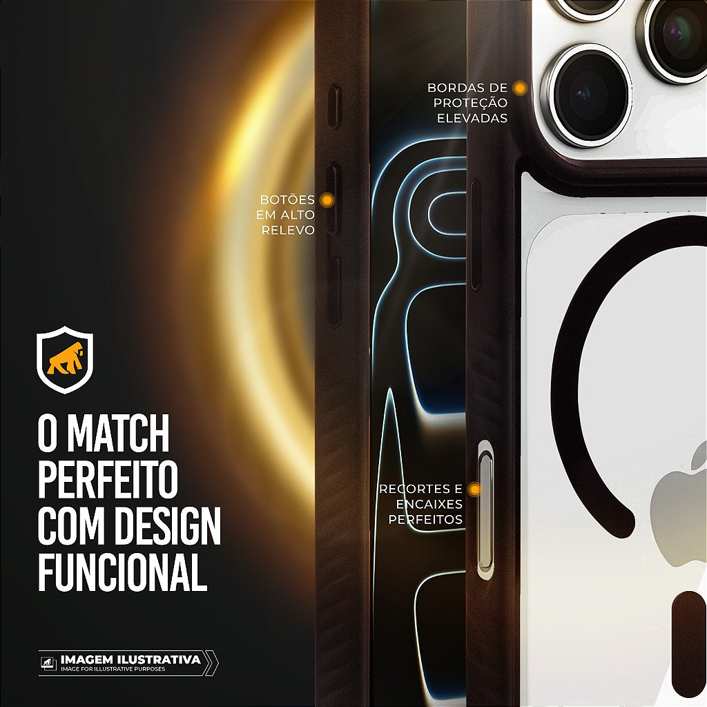 Capa para iPhone 18 Pro - Magsafe Wave Transparente - Preta - Gshield