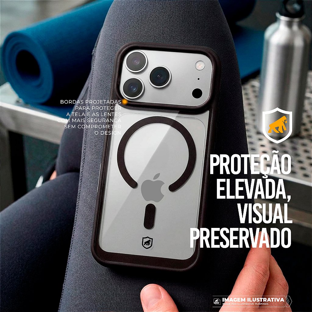 Capa para iPhone 18 Pro Max - Magsafe Wave Transparente - Preta - Gshield
