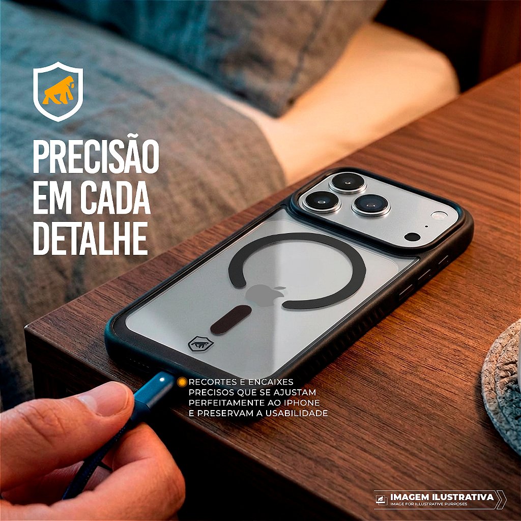 Capa para iPhone 18 Pro Max - Magsafe Wave Transparente - Preta - Gshield